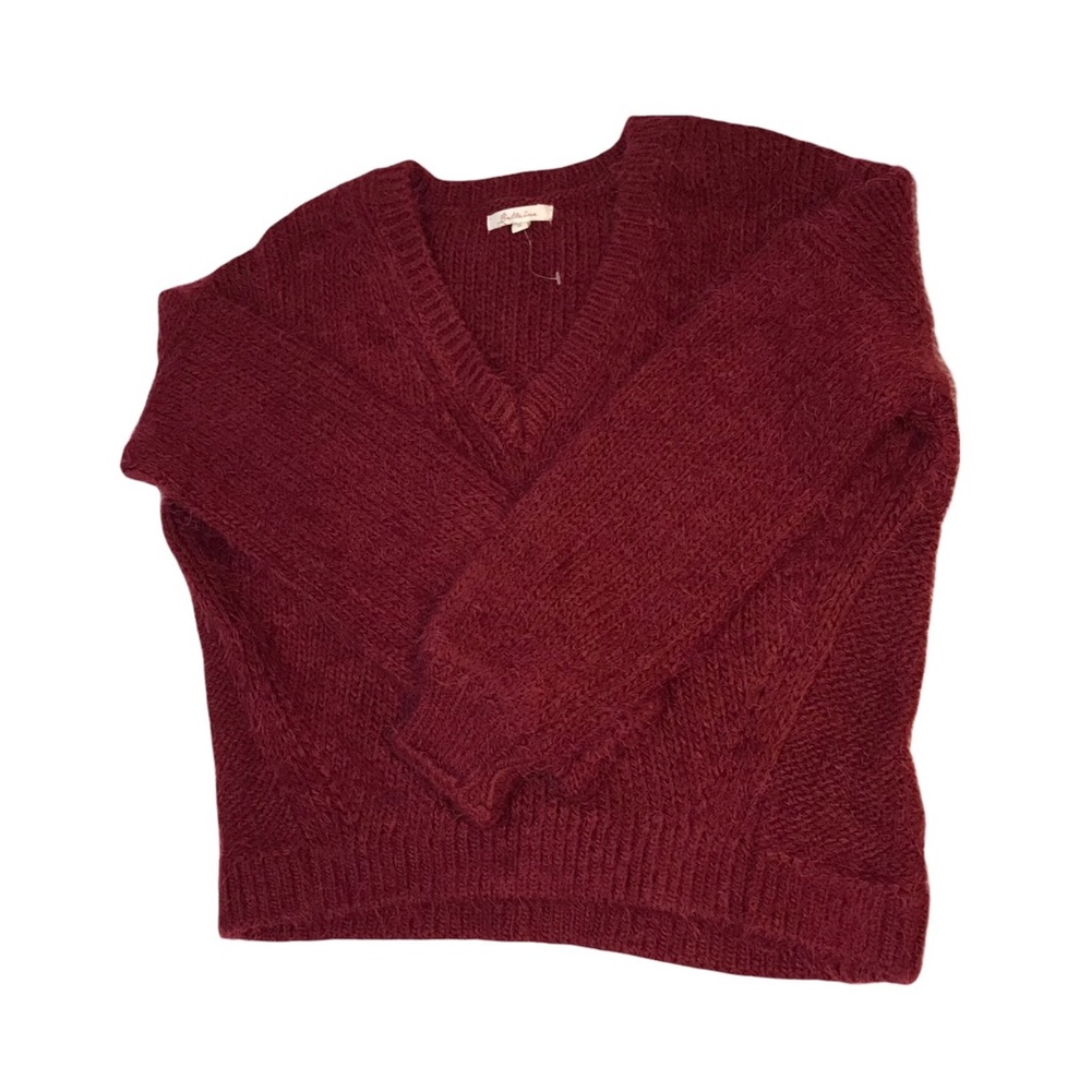 NWOT Super Soft Burgundy Red Oversized Fit Crop Fuzzy Sweater in Size XS